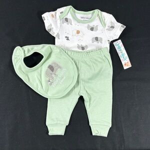 Elephant Print Green Matching Set 0-3 months